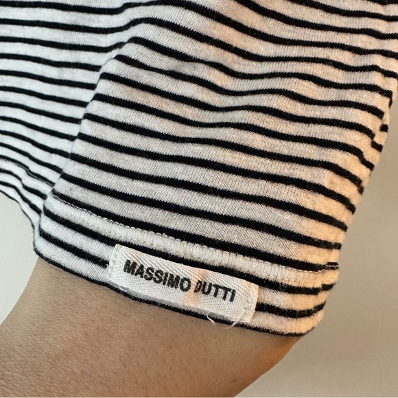 Massimo Dutti Linen Stripped Tshirt in Navy - Size L - Picture 4 of 6